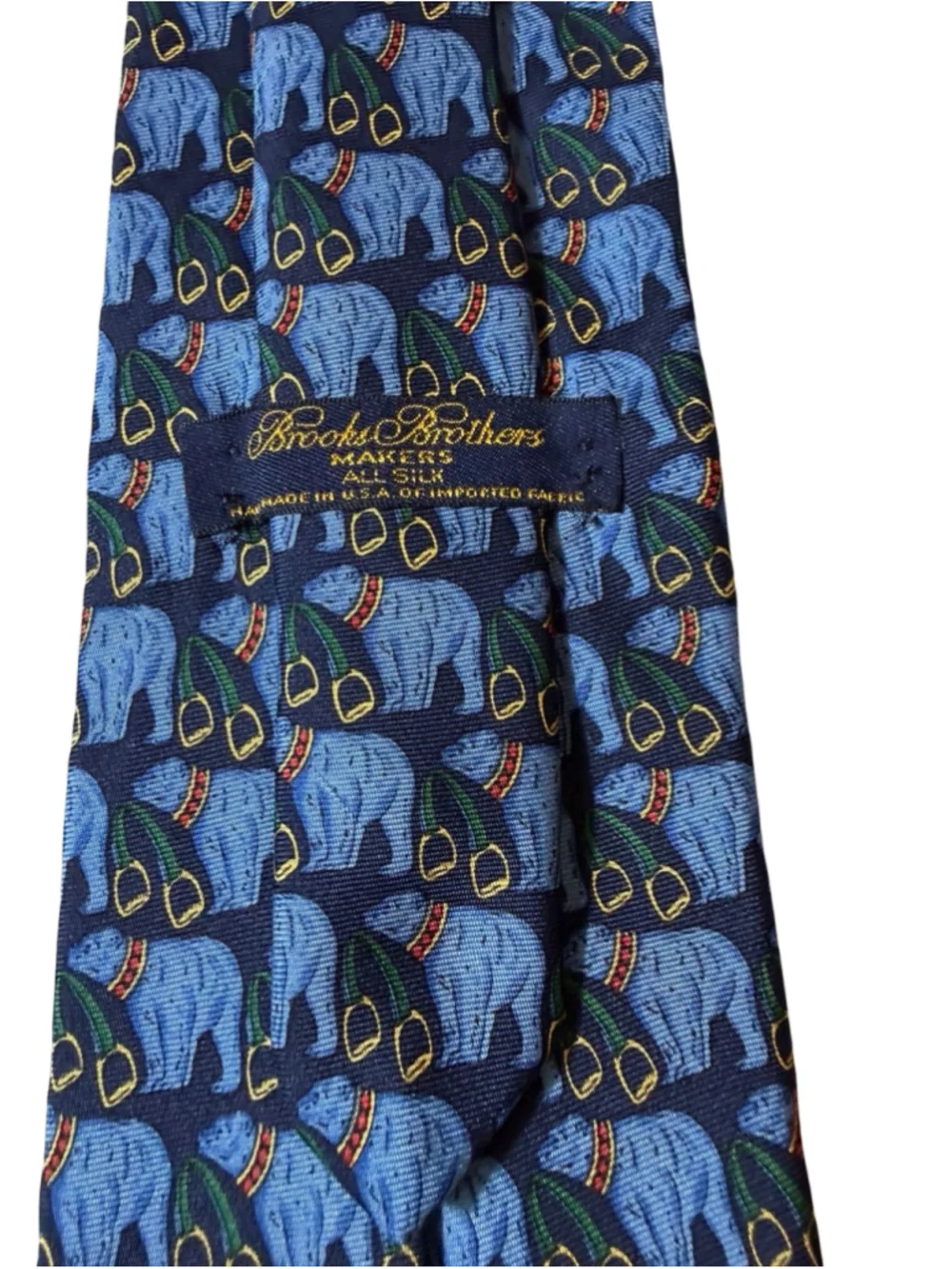 Vintage Brooks Brothers Silk Tie Bear Horse Bit Equestrian Novelty Made in USA